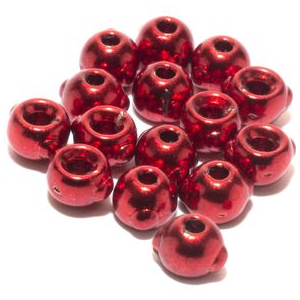 Hareline Plummeting Tungsten Bead 20 Pack Metallic Red 1/8" 3.3MM