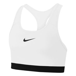 Nike Dri-fit Swoosh Medium-support 1-piece Pad Sports Bra - Women's White / Black / Black M