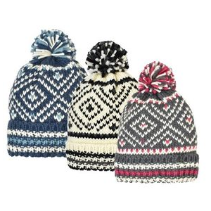 Grand Sierra Jacquard Pattern Cuff Hat W/ Pom - Women's Assorted One Size