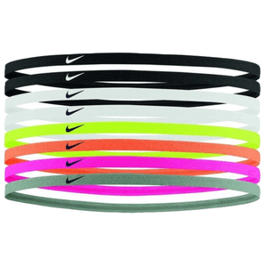 Nike Skinny Hairband (8 pack) Yellow / Orange / Pink One Size 8 Pack
