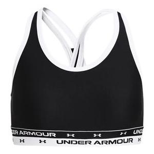 Under Armour Heatgear Solid Crossback Sports Bra - Girl's Black / White YS