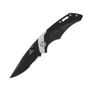 Gerber Contrast Drop Point Serrated Knife Black Black SERRATED