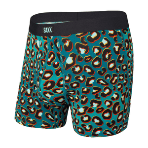 Saxx Daytripper Fly Modern Fit Boxer Briefs - Men's Teal Vaporwave Cheetah L 5" Inseam