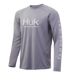 Huk Pursuit Vented Long Sleeve Shirt - Men's Sharkskin XL