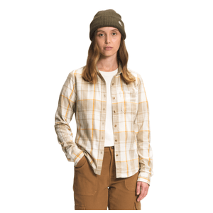 The North Face Berkeley Long Sleeve Girlfriend Shirt - Women's Flax Large Half Dome Plaid L