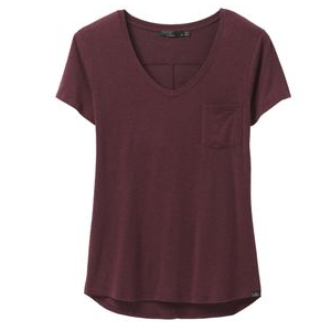 prAna Foundation Short Sleeve V-Neck Raisin Heather S