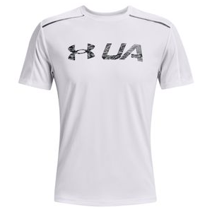 Under Armour Run Graphic Print Fill Short Sleeve Tee - Men's White / White / Reflective S