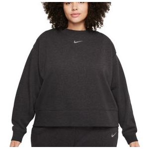 Nike Oversized Fleece Crew Sweatshirt - Women's Black Heather / White M