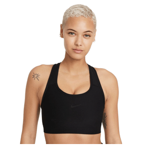 Nike Dri-FIT Swoosh Seamless Sports Bra - Women's Black / Dark Smoke Grey L
