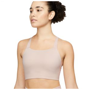 Nike Swoosh Luxe Medium-Support Sports Bra - Women's Pink Oxford / Light Soft Pink XS