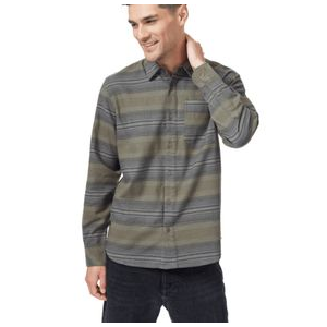 tentree Benson Flannel Shirt - Men's Olive Night Green Lake Ombre Plaid M