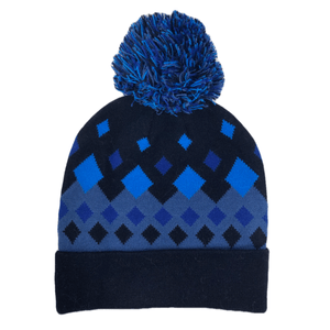 Chaos Beanie With Pom - Men's Navy / Blue Checkered One Size
