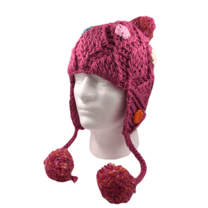 Chaos Aardvark Knit Beanie - Girls' Dark Pink Floral One Size