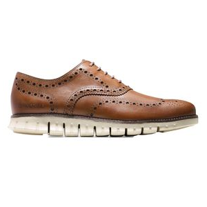 Cole Haan Zerogrand Wingtip Oxford Shoe - Men's British Tan Closed Holes 10.5 Regular