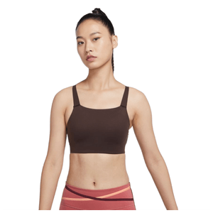 Nike Swoosh Luxe Medium-Support Sports Bra - Women's Brown BasaLight / Light Chocolate S