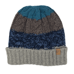 Chaos Knit Cuff Beanie - Youth Light Grey / Navy / Dark Grey / Turquoise One Size