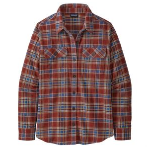 Patagonia Long-sleeved Midweight Fjord Flannel Shirt - Women's Ice Fjord / Fox Red XL