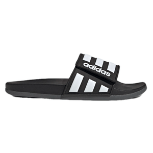 adidas Adilette Comfort Adjustable Slide - Men's Core Black / White / Grey Six 13 M / 14 W Regular