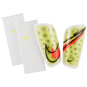Nike Mercurial Lite Soccer Shin Guard Volt / White / Bright Crimson L