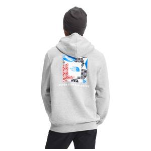 The North Face Box NSE Pullover Hoodie - Men's TNF Light Grey Heather / TNF Black IC Geo Print S