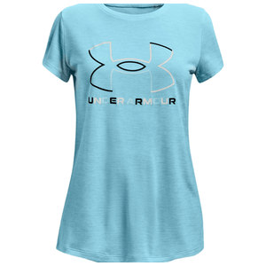 Under Armour Tech Big Logo Twist Short Sleeve Shirt - Girls' Sky Blue / Halo Gray L