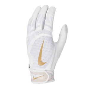 Nike Alpha Huarache Edge Baseball Batting Gloves - Kids' White / White / White / Gold L
