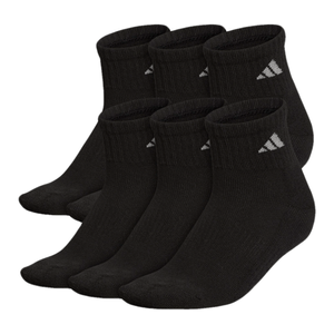 adidas Athletic Cushioned Quarter Socks 6 Pack Black / Aluminum 2 L 6 Pack