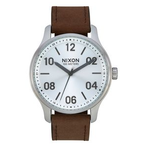 Nixon Patrol Leather Watch - Men's Silver / Brown One Size