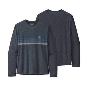 Patagonia Capilene Cool Daily Graphic Long Sleeve Shirt - Men's Line Logo Ridge Stripe / Smolder Blue X-Dye S