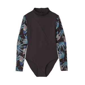 Patagonia Long-Sleeved Swell Seeker One-Piece Swimsuit - Women's Ink Black / Tropical Ecuador S