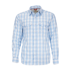 Simms Big Sky Fishing Shirt - Men's Sky / Flame Plaid M