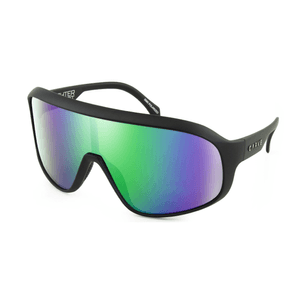 Carve Eyewear Fighter Pilot Sunglasses - Men's Matte Black / Green / Purple Iridium Polarized
