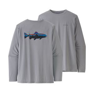 Patagonia Capilene Cool Daily Graphic Long Sleeve Shirt - Men's Fitz Roy Trout / Salt Grey L