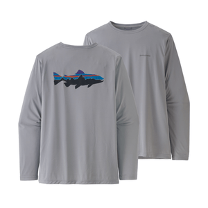 Patagonia Capilene Cool Daily Graphic Long Sleeve Shirt - Men's Fitz Roy Trout / Salt Grey S
