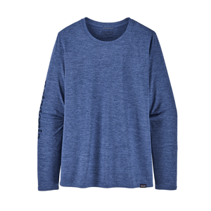 Patagonia Capilene Cool Daily Long Sleeve Shirt - Women's Text Logo / Current Blue X-dye XS