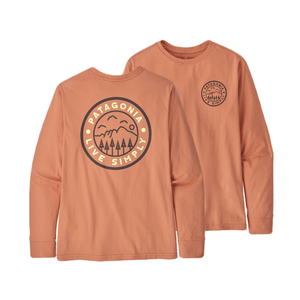Patagonia Long-sleeved Regenerative Graphic T- Shirt - Boys' Live Simply Crest / Toasted Peach M
