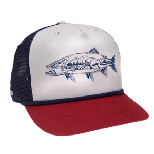 RepYourWater Grizzly Trout 5-Panel Hat Light Gray / Navy One Size