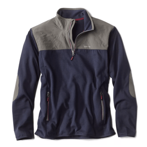 Orvis Quarter-Zip Hybrid Stretch Sweatshirt - Men's Navy / Grey M