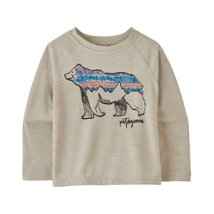 Patagonia Capilene Cool Daily Crew Shirt - Girls' Illustrated Fitz Bear / Pumice X-Dye 3T
