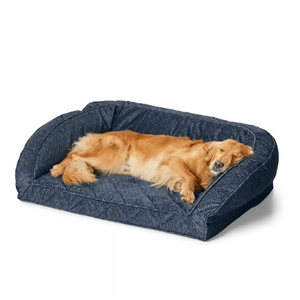 Orvis Memory Foam Bolster Dog Bed Navy Tweed XL