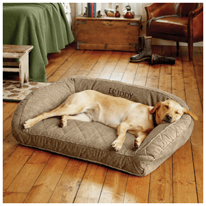 Orvis Memory Foam Bolster Dog Bed Brown Tweed XL