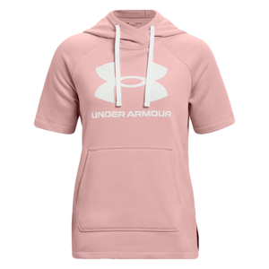 Under Armour Rival Fleece Short Sleeve Hoodie - Women's Retro Pink / White XS
