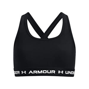 Under Armour Crossback Mid Solid Sport Bra - Girls' Black / Black / White M