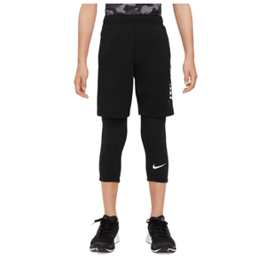 Nike Pro Dri-FIT 3/4-Length Tights - Boys' Black / White S