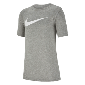 Nike Dri-FIT Swoosh Training T-Shirt - Boys' Dark Grey Heather / White S