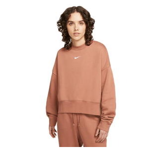 Nike Collection Essentials Oversized Fleece Crew - Women's Mineral Clay / White L