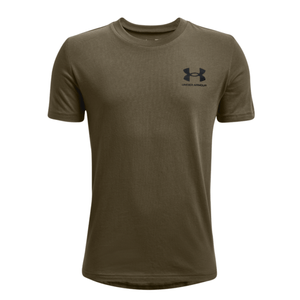 Under Armour Sportstyle Left Chest Shirt - Boys' Tent / Black XL