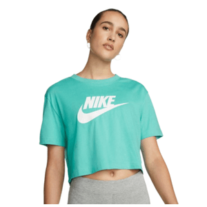 Nike Sportswear Essential Cropped T-Shirt - Women's Washed Teal / White L