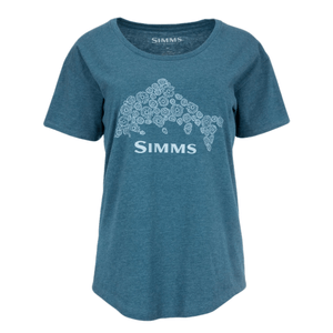 Simms Floral Trout T-Shirt - Women's Steel Blue Heather L