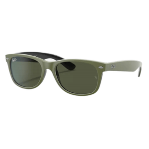 Ray-Ban New Wayfarer Sunglasses Rubber Military Green on Black / G-15 Green Non Polarized